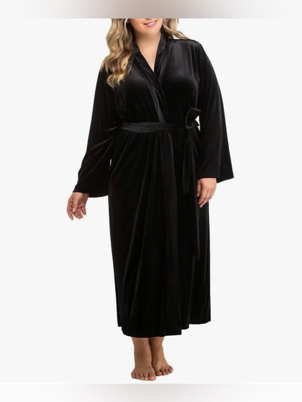 Oscar de la Renta Black Velvet Wrap Robe